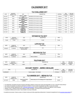 Calendrier 2017 - Team Luneray Karting