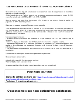 Le personnel de la maternit&eacute; de Tenon toujours - Sud Sant&eacute; AP-HP