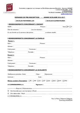 DEMANDE DE PRE-INSCRIPTION - ANNEE SCOLAIRE 2016