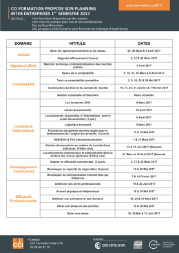 CCI FORMATION PROPOSE SON PLANNING