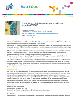 #2017C-TouKouLeur: Salle ouverte pour une Ecole ouverte