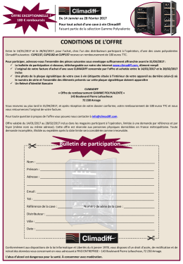 conditions de l`offre - Cave à vin Climadiff