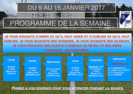 Programme de la semaine