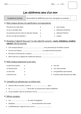 Evaluation de vocabulaire : Les différents sens d`un mot