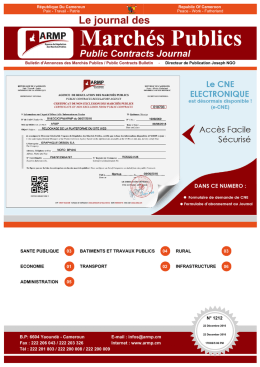 journal des marches publics - Page d`accueil Intranet ARMP