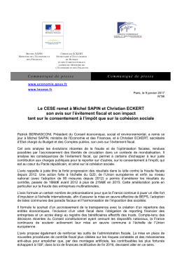 Le CESE remet à Michel SAPIN et Christian ECKERT son avis sur l