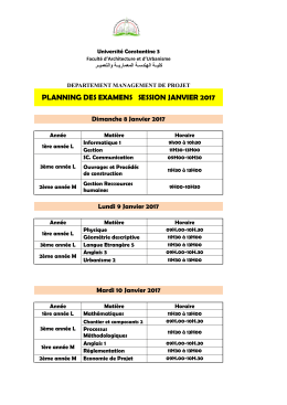 planning des examens session janvier 2017
