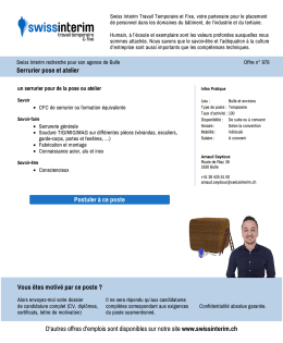 Serrurier pose et atelier - PDF de l`Annonce du 10.01
