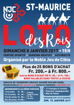 DIMANCHE 8 JANVIER 2017 • 15 H Fr. 200.– à Fr - NJC St