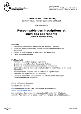 Recherche un/e responsable des inscriptions et suivi des