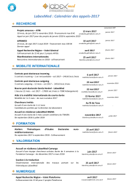 LabexMed : Calendrier des appels-‐2017