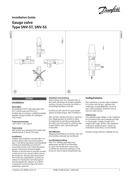 Gauge valve Type SNV-ST, SNV-SS
