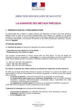 direction des douanes de mayotte la garantie des métaux précieux