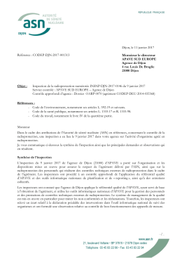 11/01/2017 Lettre de suite d`inspection Radioprotection