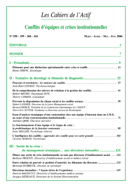 358-361 Conflits d`équipe et crises institutionnelles (numéro