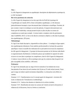 Titre : Le rôle d`agent de changement en ergothérapie: description