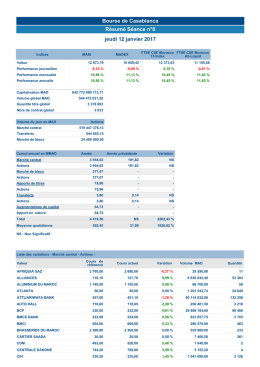 Résumé Séance n°8 jeudi 12 janvier 2017 Bourse de Casablanca
