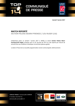 match report&eacute; section paloise bearn pyrenees / lou rugby (j16)