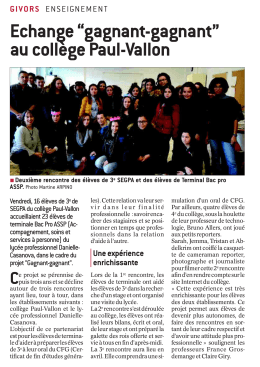 Echange &ldquo;gagnant-gagnant&rdquo; au coll&egrave;ge Paul-Vallon
