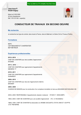 Recrutement CV CONDUCTEUR DE TRAVAUX EN