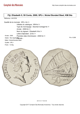 Fiji, Elizabeth II, 50 Cents, 2000, SPL+, Nickel Bonded Steel, KM:54a