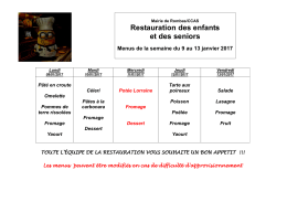 Restauration des enfants et des seniors Menus de la semaine du 9