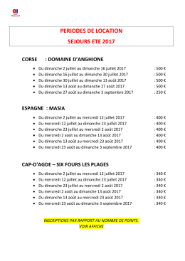 periodes de location sejours ete 2017 corse : domaine d`anghione