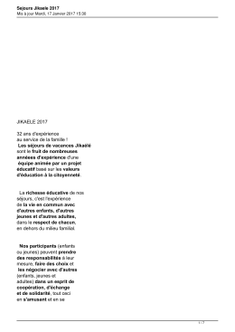 Sejours Jikaele 2017