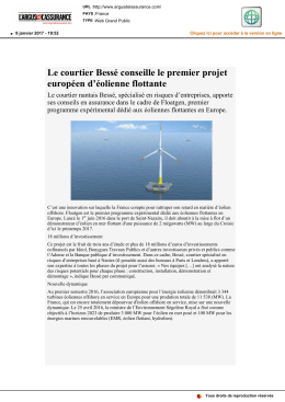 Le courtier Bess&eacute; conseille le premier projet europ&eacute;en d`&eacute;olienne