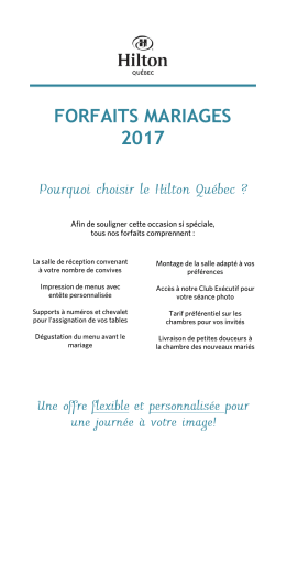 FORFAITS MARIAGES 2017