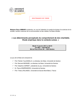 « Les déterminants perceptuels du comportement de don charitable