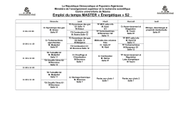 Emploi du temps MASTER « Énergétique » S2