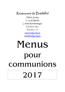 Menus pour communions