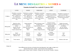 Semaine du lundi 9 au vendredi 13 janvier 2017