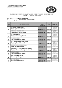 Raspored ispita za januarski ispitni rok