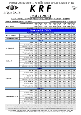 KRF AVIO cen br. 01. od 20.01.