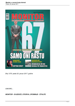 Monitor u novom broju donosi