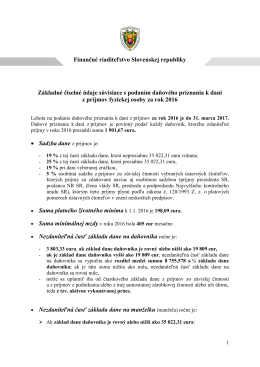 Finančn&eacute; riaditeľstvo Slovenskej republiky Z&aacute;kladn&eacute; č&iacute;seln&eacute; &uacute;daje