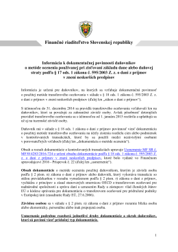 Inform&aacute;cia k dokumentačnej povinnosti daňovn&iacute;kov o met&oacute;de