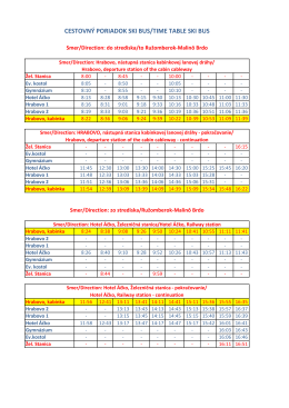 cestovný poriadok ski bus/time table ski bus