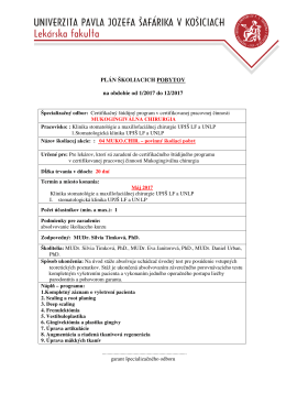 PLÁN ŠKOLIACICH POBYTOV na obdobie od 1/2017 do 12/2017