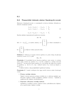 º Numerické riešenie systémov lineárnych rovníc