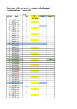 Rozpis zvozu tuhého komunálneho odpadu a