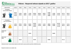 Vidovec - Raspored odvoza otpada za 2017. godinu