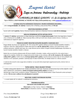 Podvinje 2.NEDJELJA KROZ GODINU 15. do 22.siječnja 2017.