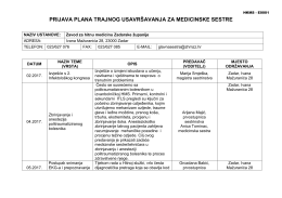 Prijava plana trajne edukacije za medicinske sestre