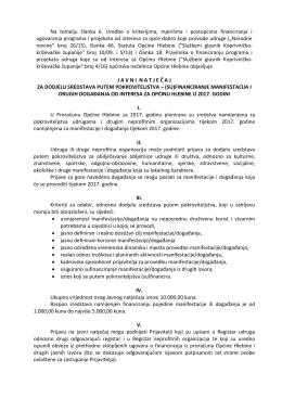 Javni natječaj za dodjelu sredstava putem pokroviteljstva