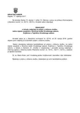 HRVATSKI SABOR Zagreb, 17. siječnja 2017. Na temelju članka 10