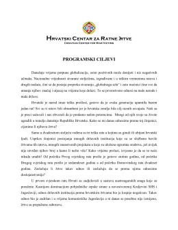 Hrvatski centar za ratne Žrtve PROGRAMSKI CILJEVI