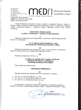 Nastupno predavanje dr. sc. Marine Letica Crepulja, dr. med.